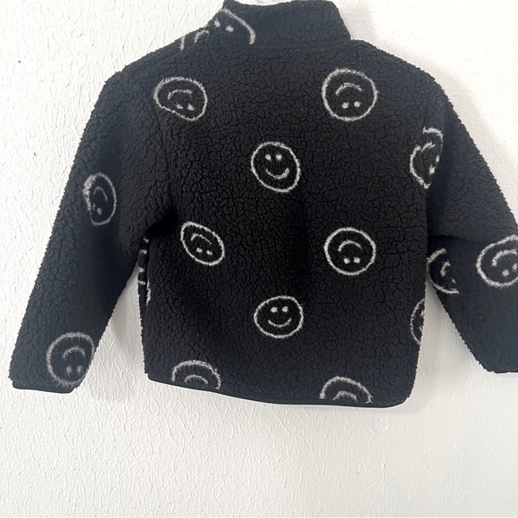 Old Navy Small (6-7) Cozy Sherpa Fleece Smiley Face All Over Print Zip Jacket - Picture 5 of 8